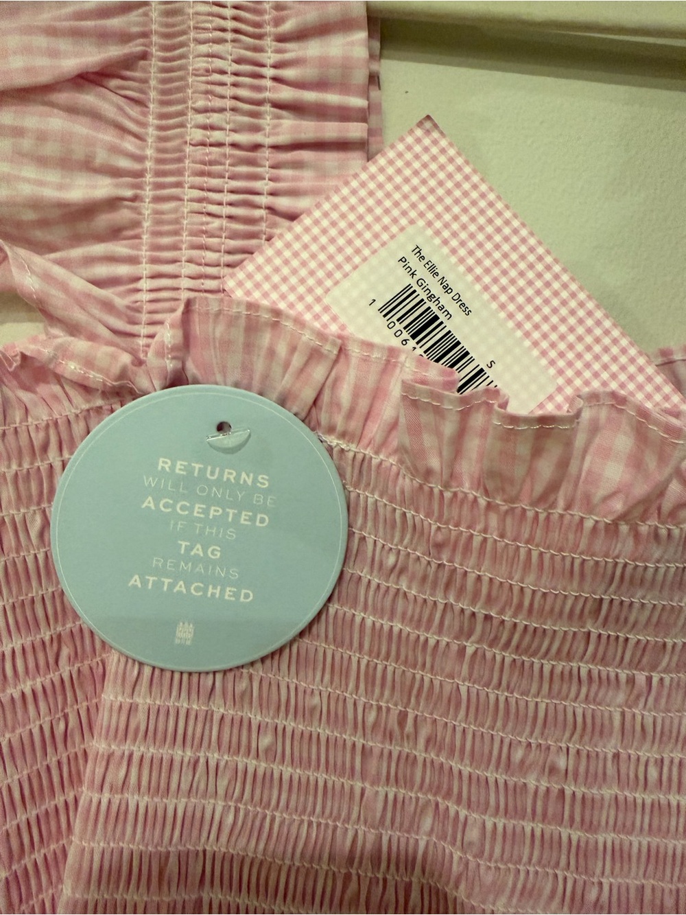 Hill House Pink Gingham Nap Dress Ruffle-Strap Small - Picture 4 of 5
